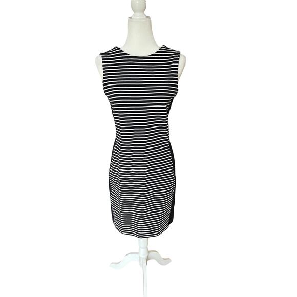 Athleta Scoop Back Black and White Striped Sleeveless Mini Dress Women's Size S - Picture 3 of 10